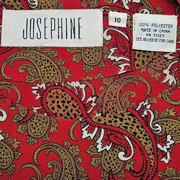 Vintage Josephine Paisley Wrap Front Fitted Waist Professional CareerWear Blouse - Picture 12 of 16